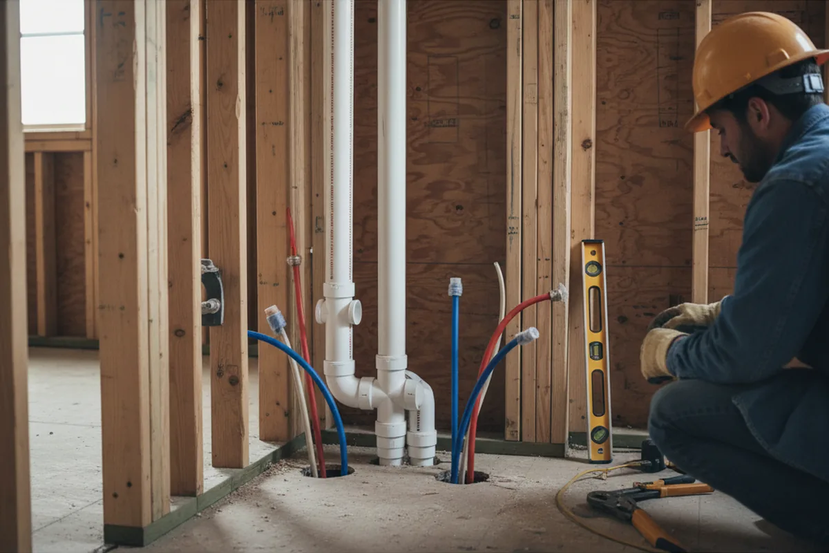 Drain and supply rough-in during Sump Pump Repair in Niota