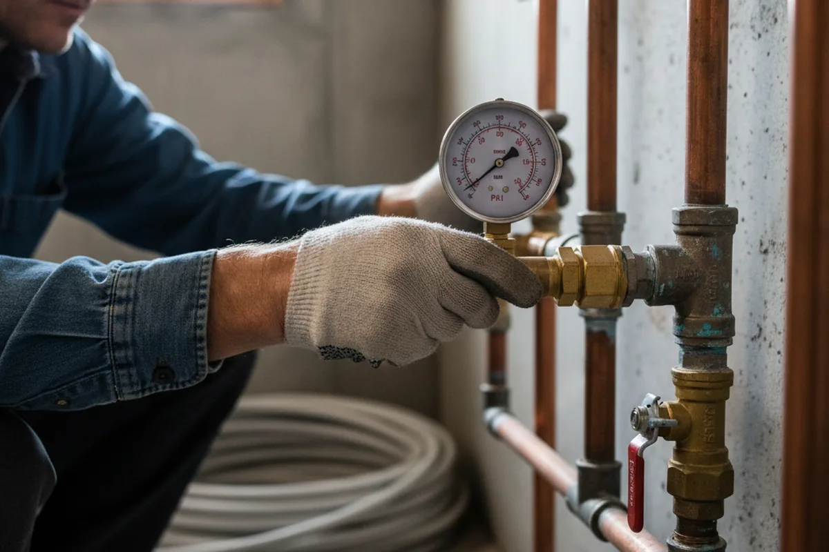 Pressure testing a repaired line during Water Line Repair in Niota